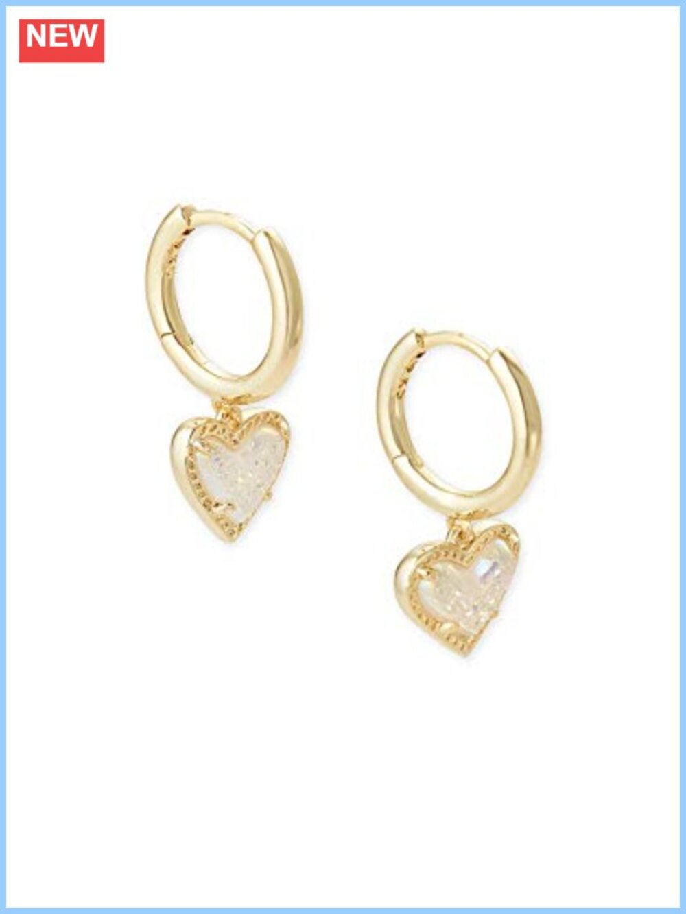 Gold Plated Brass Heart Huggie Earrings with Cubic Zirconia Crystal